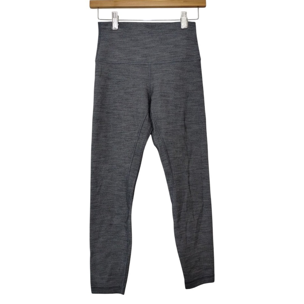 Lululemon Align SHR Pant 25" Nulu Size 6 Herringbone‎ Grey Gym Yoga